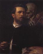 Arnold Bucklin Self-Portrait iwh Death Playing the Violin oil painting picture wholesale